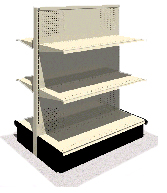 Wall - Gondola Store Shelving and Four Way Display Shelving
